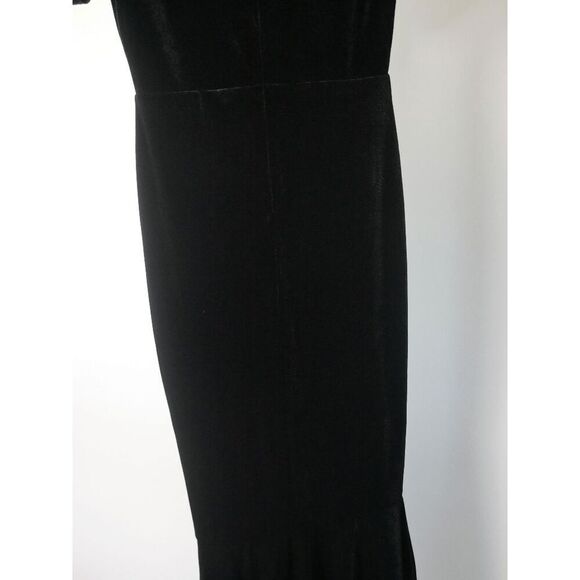 Lulus Black Velvet Trumpet Maxi Dress | XS | V-Neck | Flutter Sleeve | Slit Gown - Picture 11 of 11